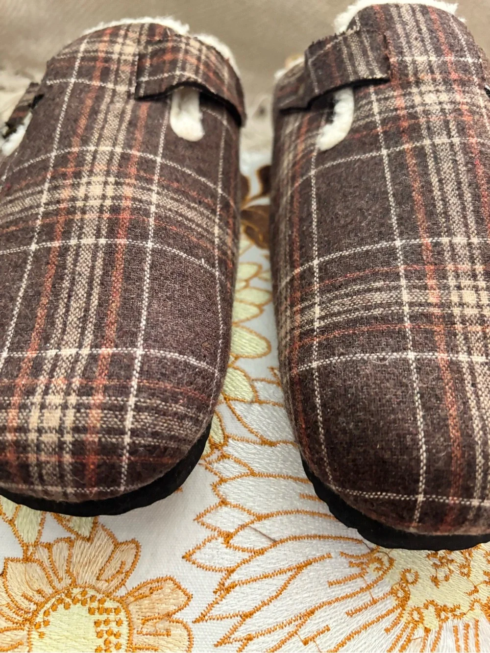 Fitory Brown Plaid Cork Mule Shoes Men’s Size 13